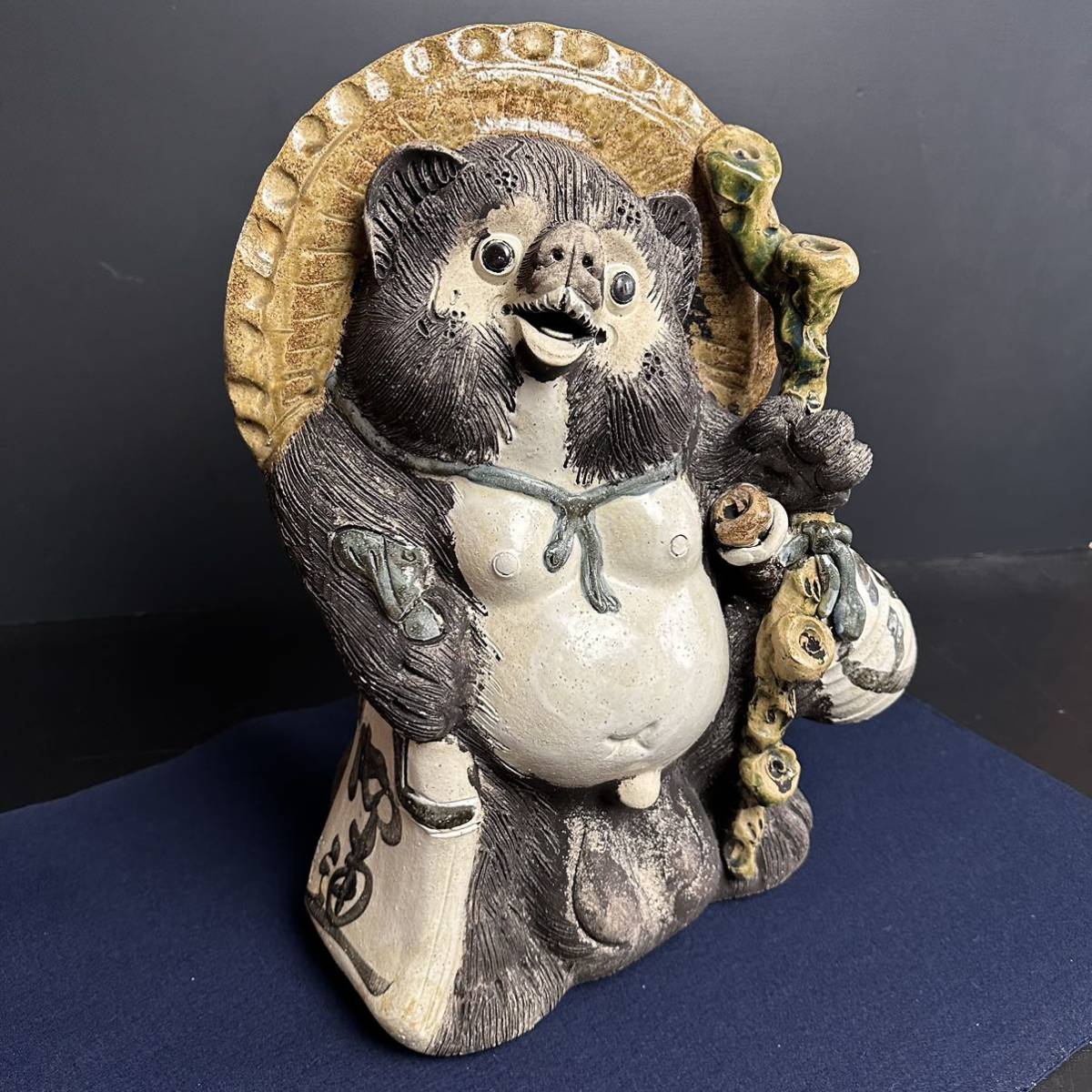 DM886] 信楽焼 狸庵作 たぬき 狸 高さ約45㎝ タヌキ 通い帳 八