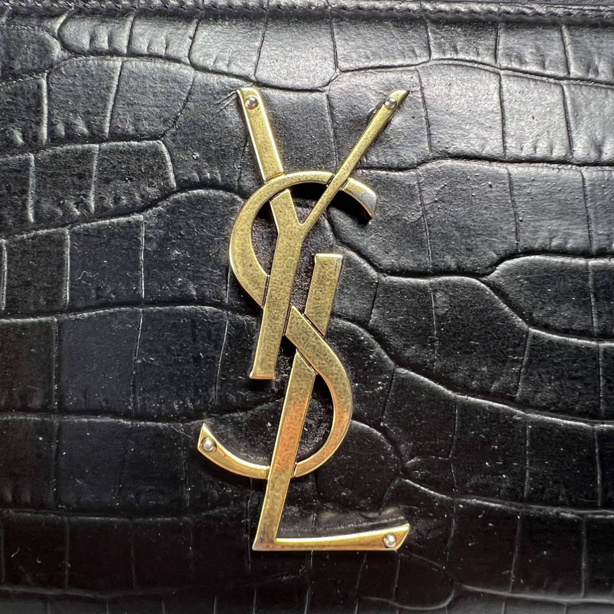 イヴ・サンローラン 長財布 クロコ ラウンドジップ YSL ラウンド