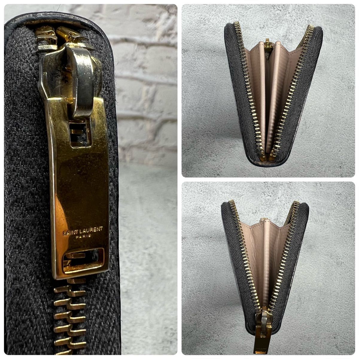 イヴ・サンローラン 長財布 クロコ ラウンドジップ YSL ラウンド 