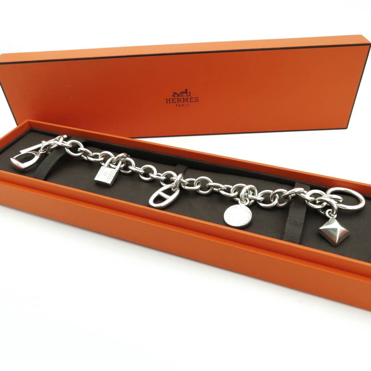 極希少 美品 HERMES エルメス シルバー アミュレット 5チャーム トグル ブレスレット SV925 シェーヌダンクル カデナ セリエ UU11