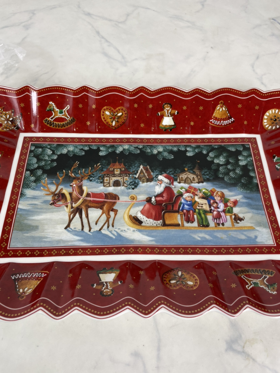ゆ*こ様 クリスマス Villeroy＆Boch サンタクロース トナカイ 皿 2606-02☆villeroy&boch ビレロイ＆ボッホ クリスマスプレート 四角皿