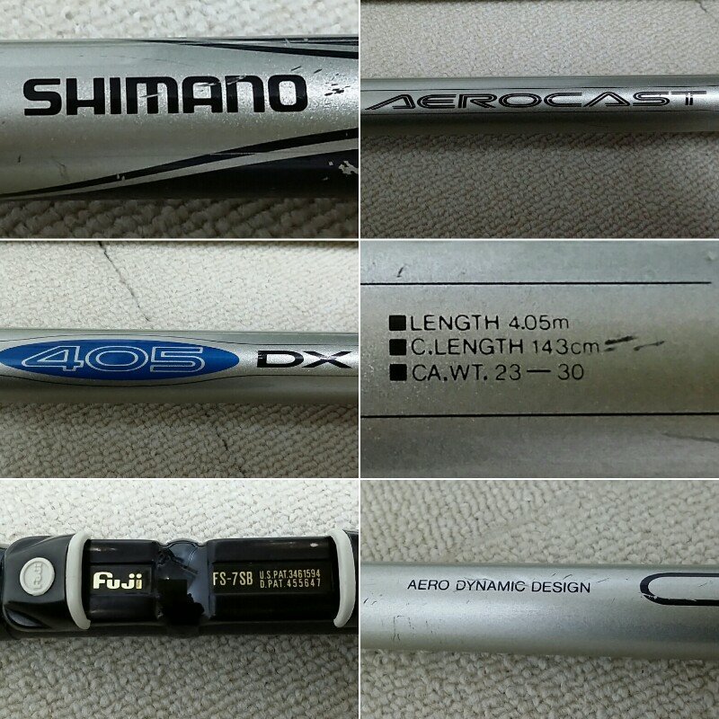 2 SHIMANO シマノ AEROCAST エアロキャスト 405 DX Fuji FS-7SB 釣り竿