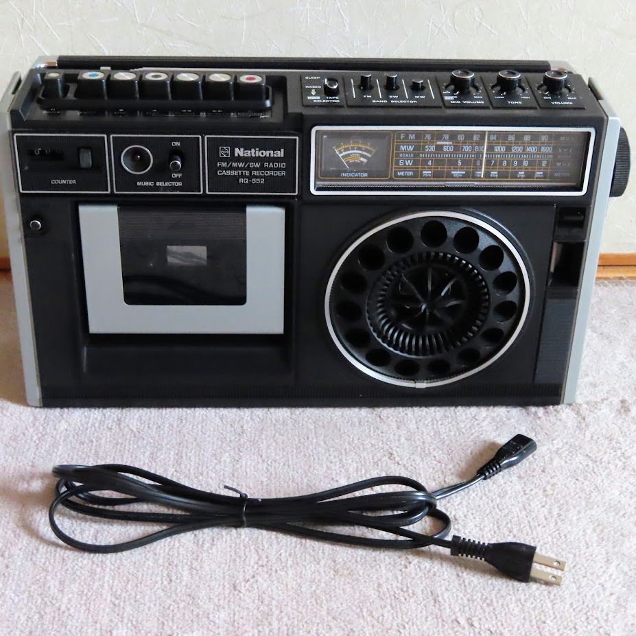ジャンク National RQ-552 AM/短波/FM ラジカセ ワイヤレスマイク付