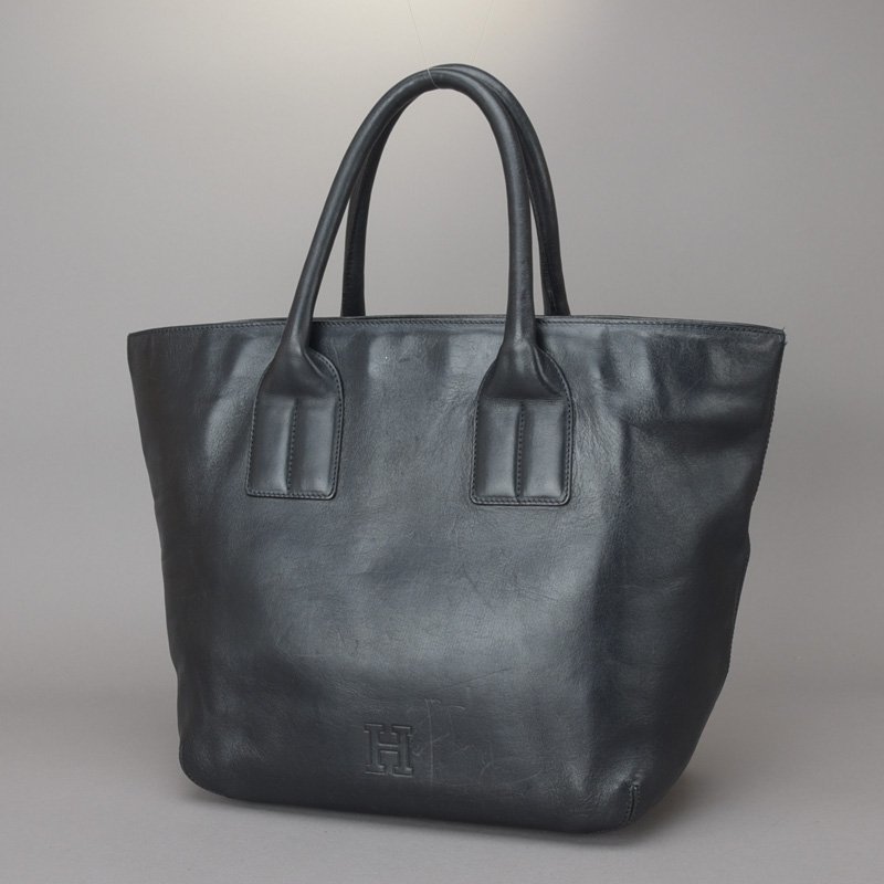 美品 HIROFU ヒロフ Hロゴ トートバッグ ハンドバッグ レザー ブラック 
