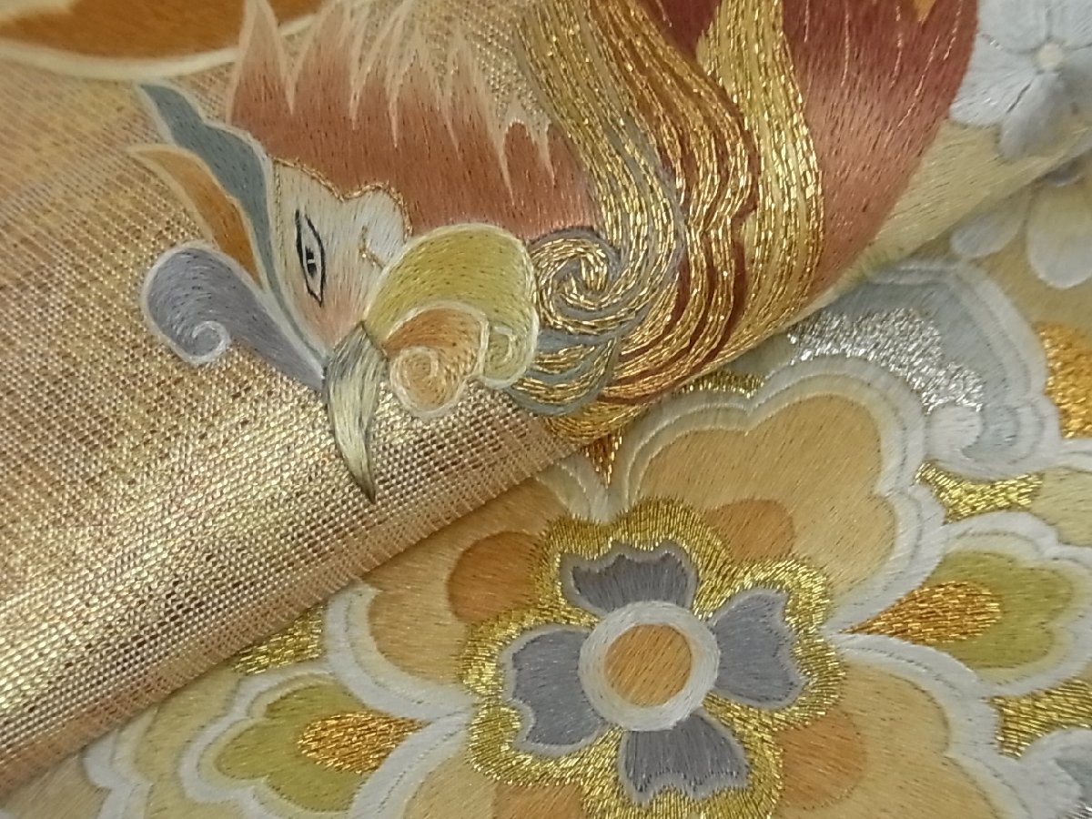 花美人着物□中国三大刺繍 蘇州刺繍 太鼓柄袋帯 総刺繍 鳳凰