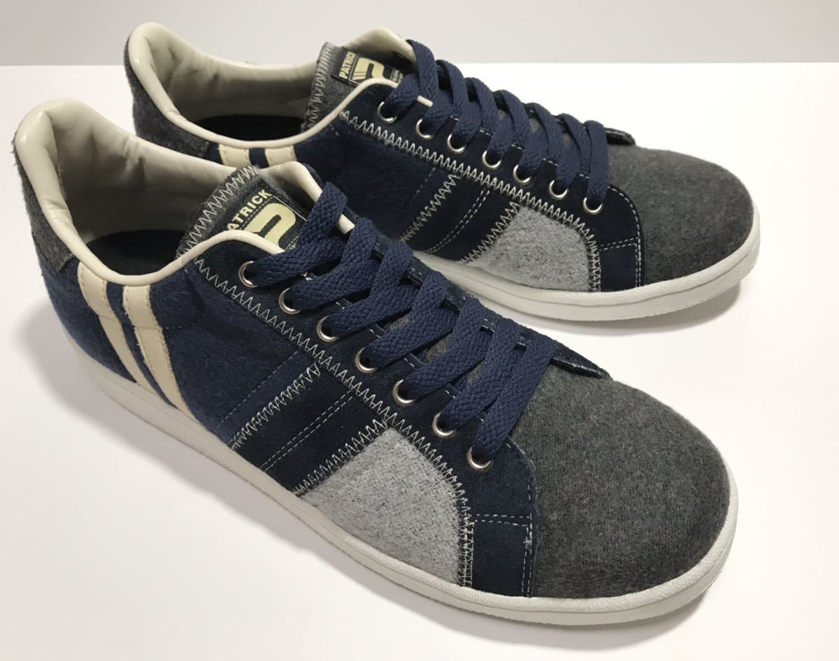 良好!! 限定品!! PATRICK パトリック 日本製 503742 QUEBEC PWW NVY ケベック パッチワーク ウォーム ネイビー 26.5cm 42 MADE IN JAPAN