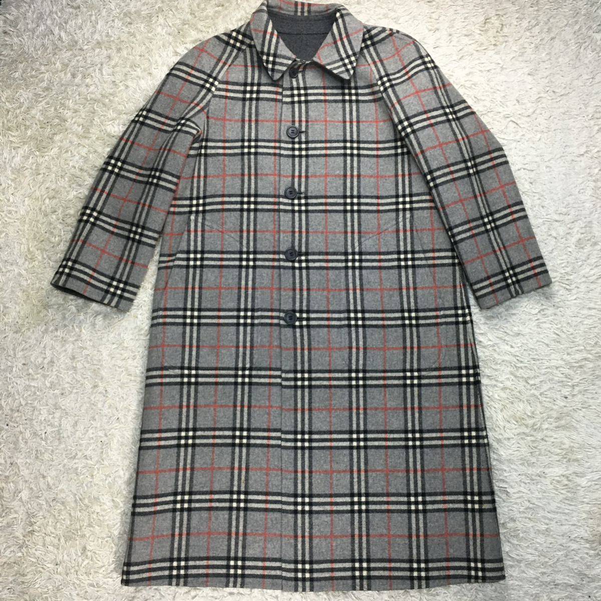 1円 メンズ L リバーシブル 総柄 ノバチェック ロングコート Burberry 
