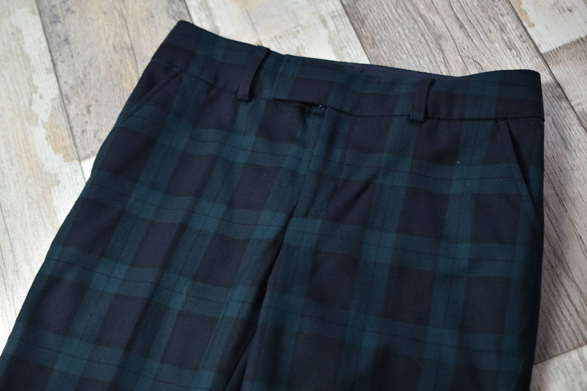 23区 ブラックウォッチ柄ウールテーパードパンツ 