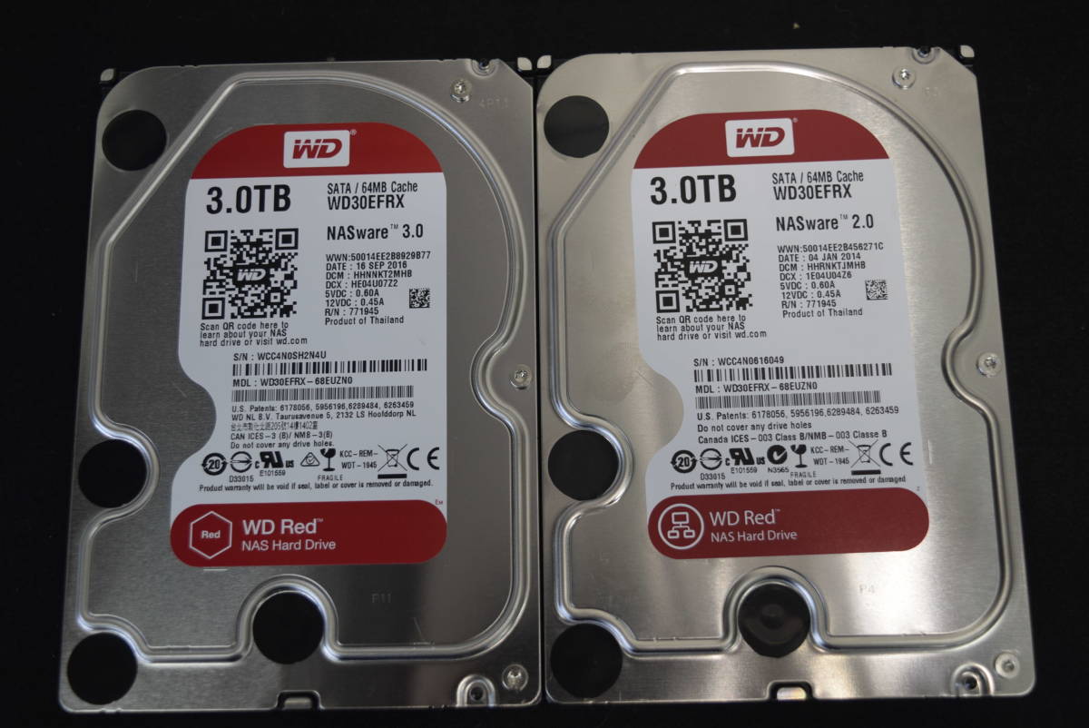 WD RED NAS用HDD 3TB 2本セット品 WD Red WD30EFRX 3TB 3台