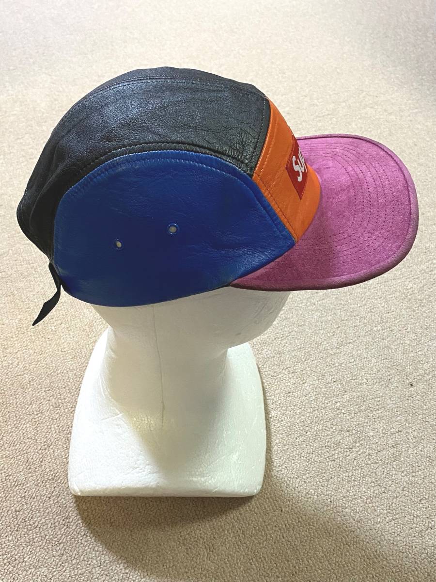 12FW SUPREME Leather Suede 5 Panel Box Logo Camp Jet Cap Hat