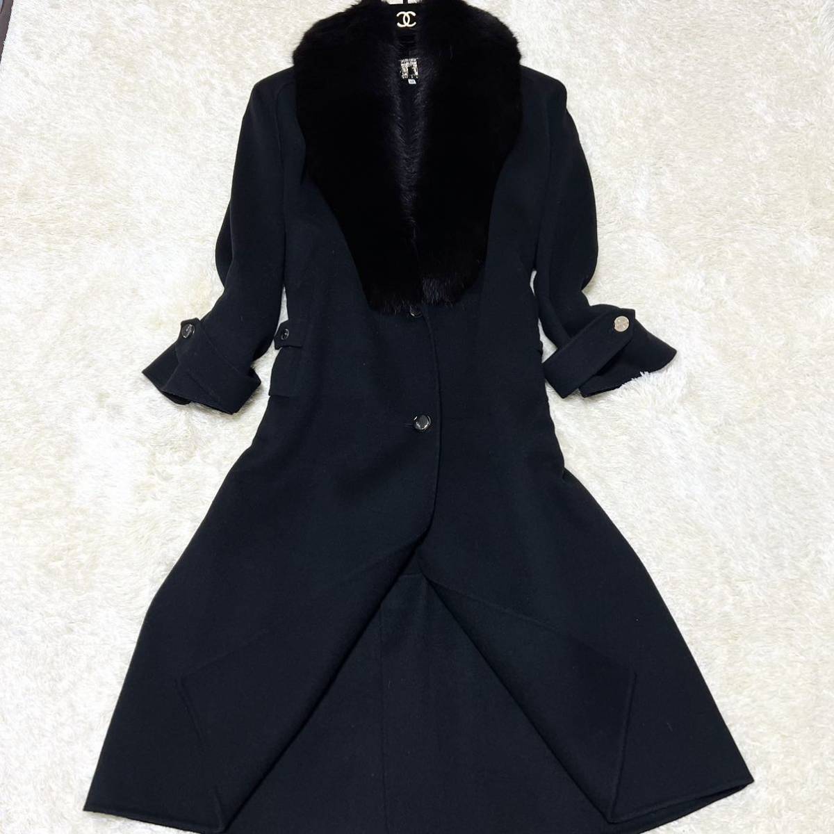 レディース 極美品☆カシミヤ100%☆キュプラ100%☆フォックスファー付 