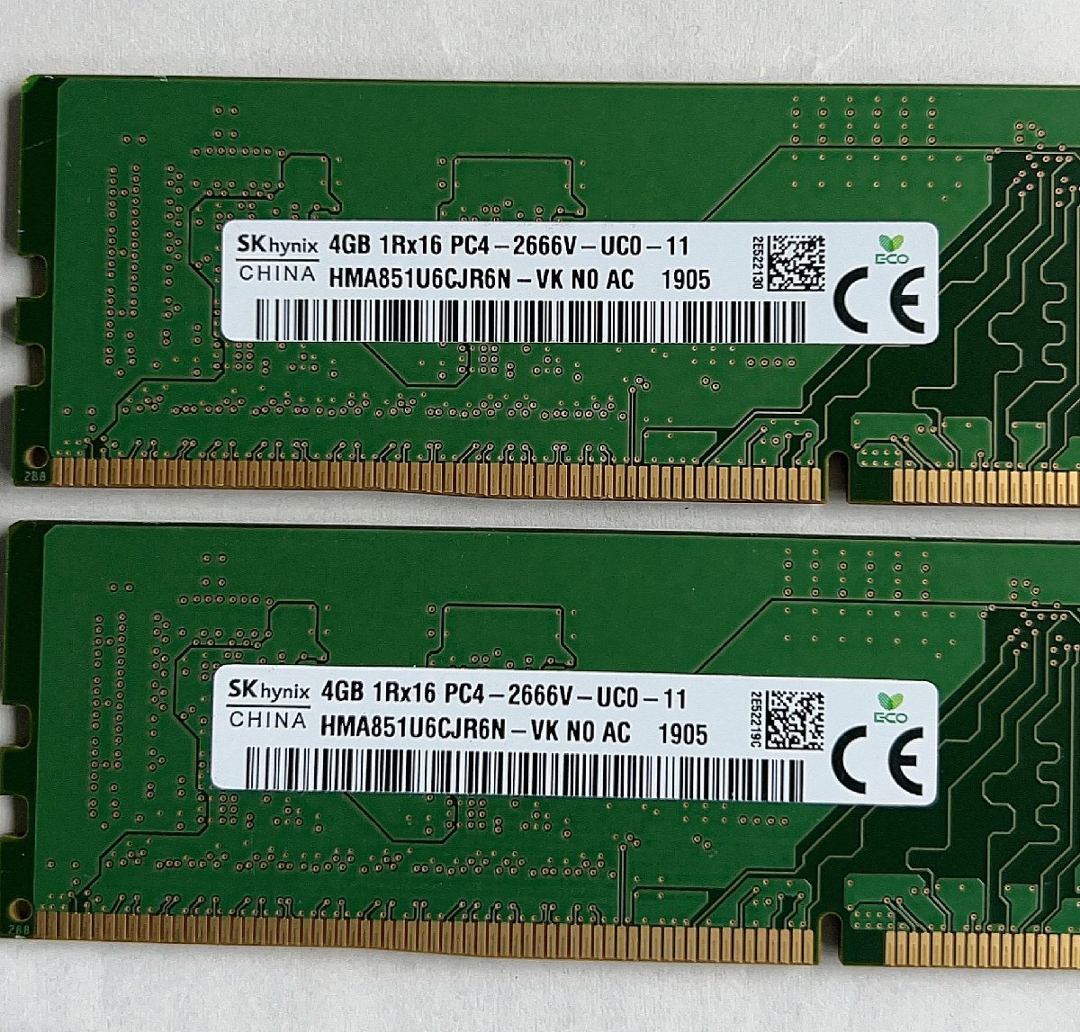 パーツ 4GB 1R×16 PC4-2666V 8枚セット動作確認済み 管理OA-02334