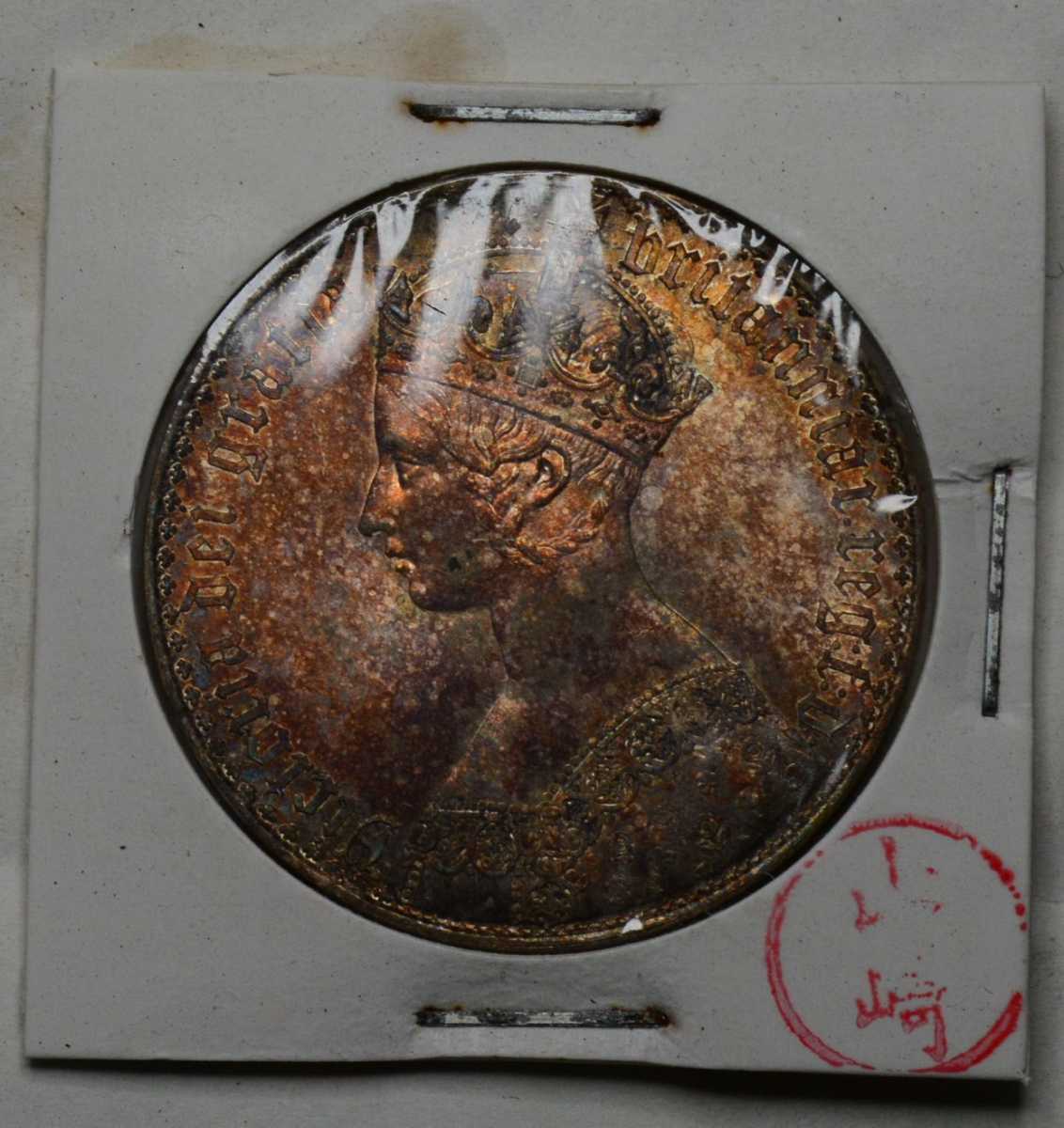 イギリス ヴィクトリア女王 ゴシッククラウン銀貨 1847年 英古銭