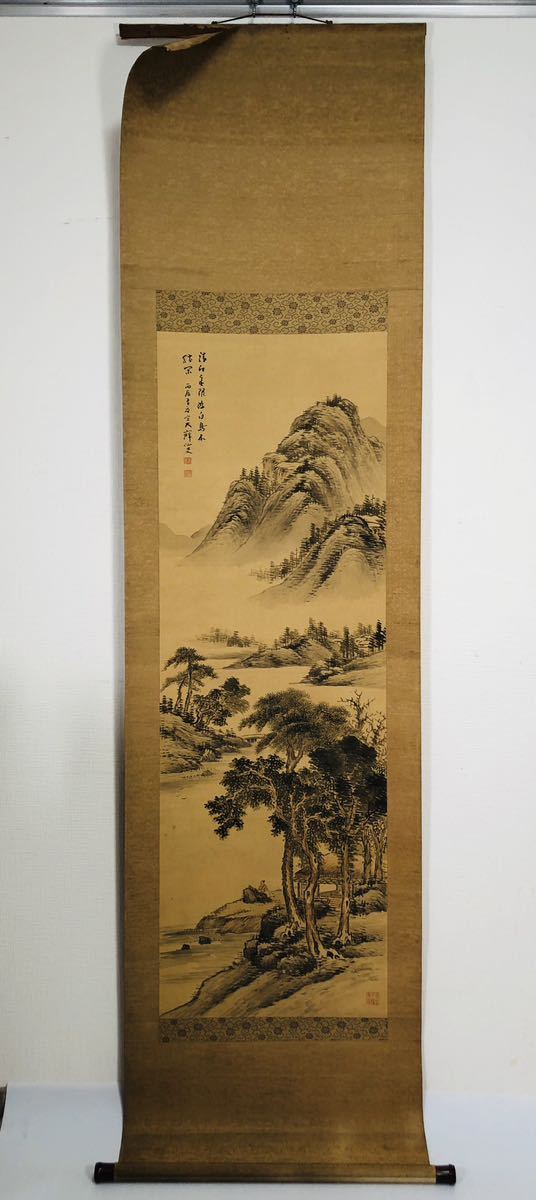 セール，HOT 掛軸 山水図 絹本 大癖仙史 山水画 中国 肉筆 古美術 サイズ約全体54cmx210cm 本体41.5cmx125cm(山水、風月)｜売買されたオークション情報、yahooの商品情報をアーカイブ公開 - オークファン 山水、風月