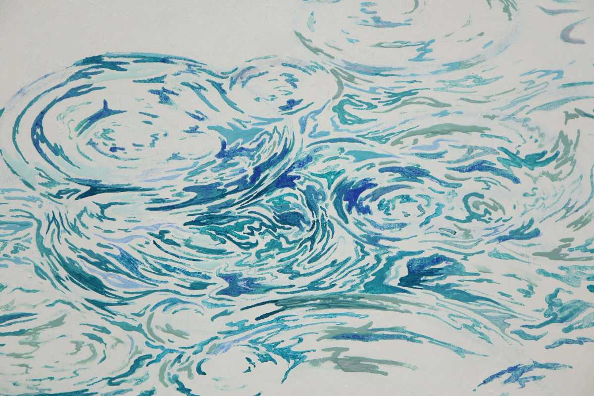 真作 山崎鈴子 日本画「めぐる」画寸 8号 東京都出身 千住博に師事