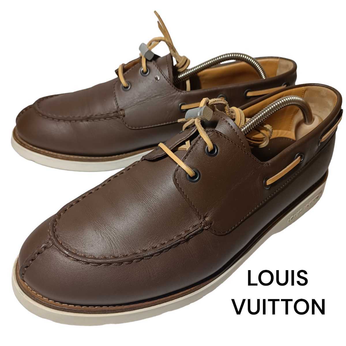 【美品】LOUIS VUITTON ヴィトン レザーシューズ スニーカー メンズ カップ 26.5cm 革靴　ブラウン ヨットレース LOUIS VUITTON ルイヴィトン louis vuitton ビジネス