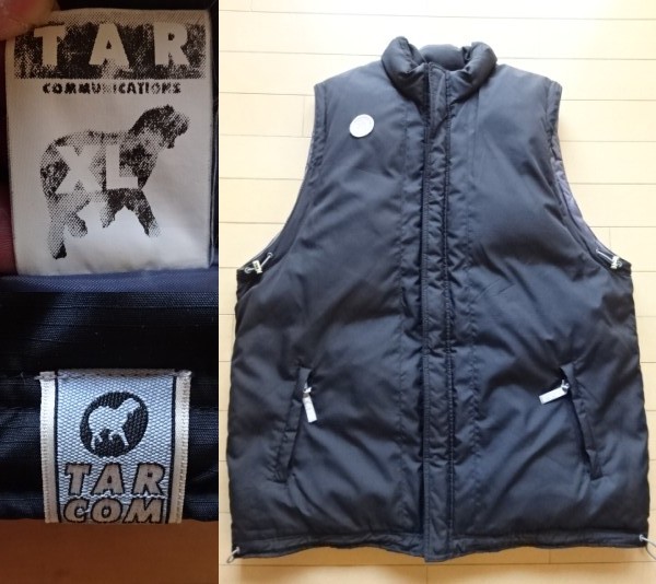 T A R COMMUNICATIONS】フルジップ ダウンベスト ブラック SIZE:XL  