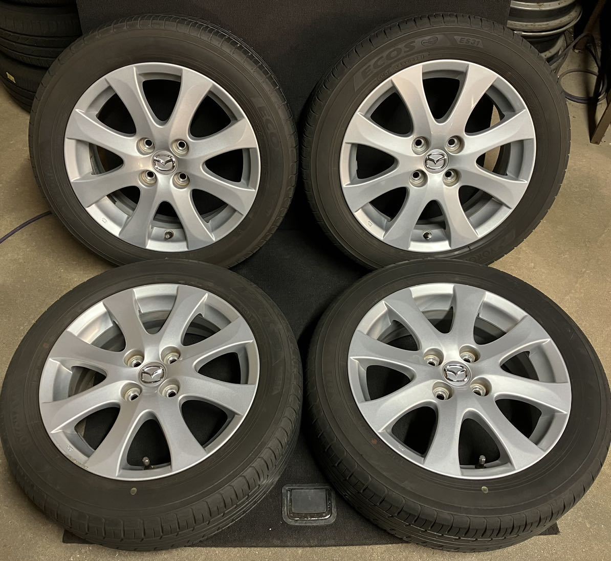 2021年製YOKOHAMA付 デミオ 185/55R15 6J+45 4穴 PCD100 M14 ハブ54 純正 15インチ アルミ ホイール 4H ピッチ100 DE3FS DE3AS DEJFS DE5FS