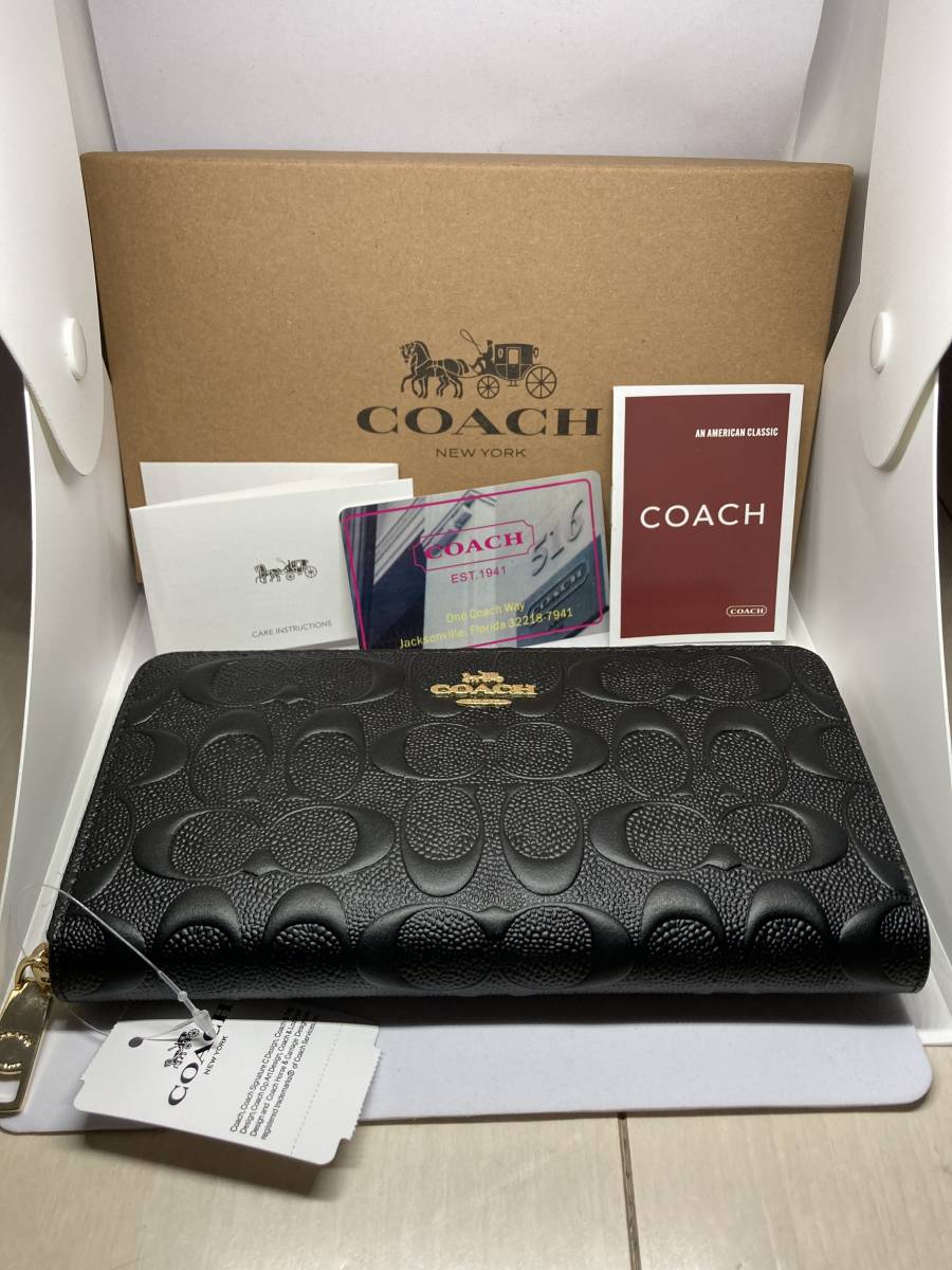 ☆新品未使用　正規品　COACH　コーチ　F53834　長財布　ラグジュアリー　デボスド　シグネチャー　アコーディオン　ジップアラウンド☆