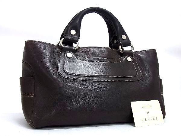 1円 CELINE セリーヌ ブギーバッグ レザー ハンドバッグ トート 手提げかばん 手持ちかばん レディース ブラウン系 BB9734ケN