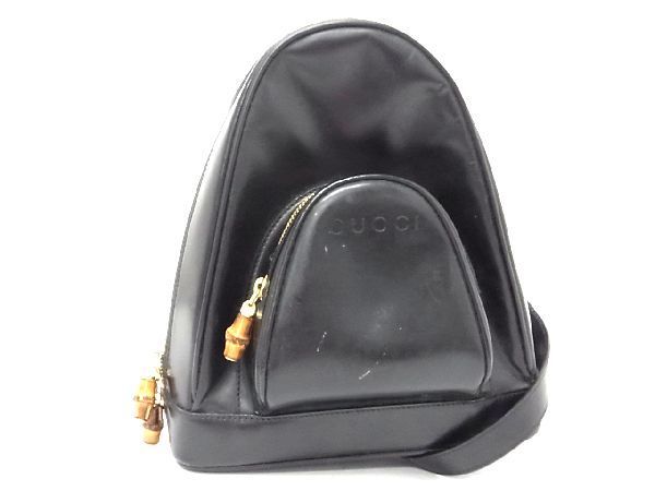 1円 GUCCI グッチ バンブー レザー ショルダーバッグ ボディバッグ