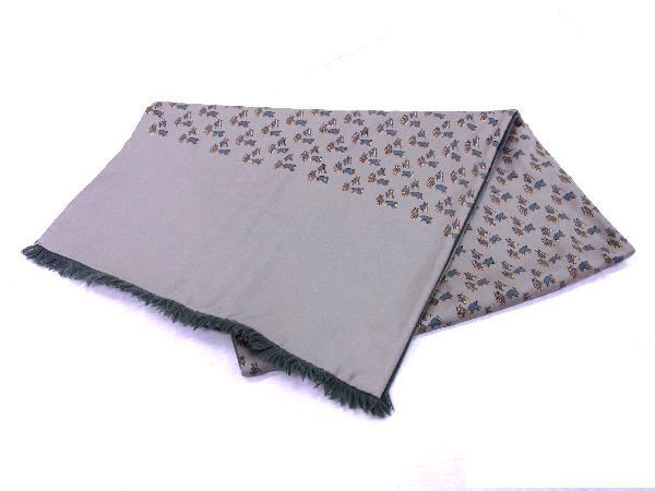 1円 □美品□ HERMES エルメス シルク×アンゴラ 総柄 ストール