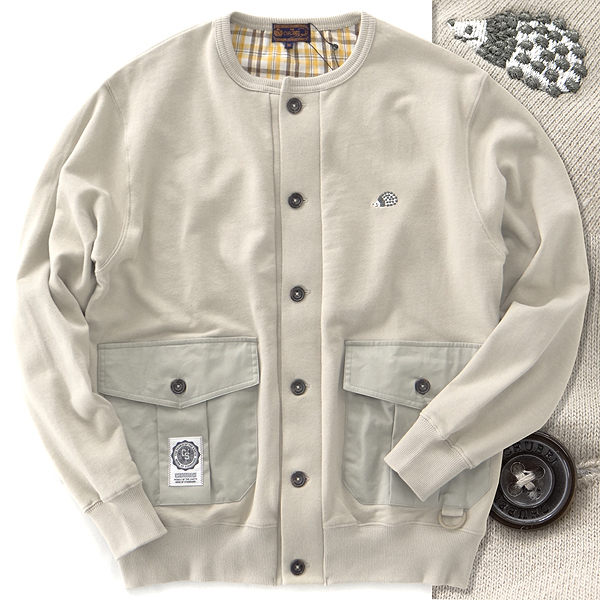 新品 CHUBEI チュウベイ 2022年 裏毛 スウェット カーディガン M ベージュ 【CH1421052_17】 ロゴ クルーネック トレーナー ブルゾン