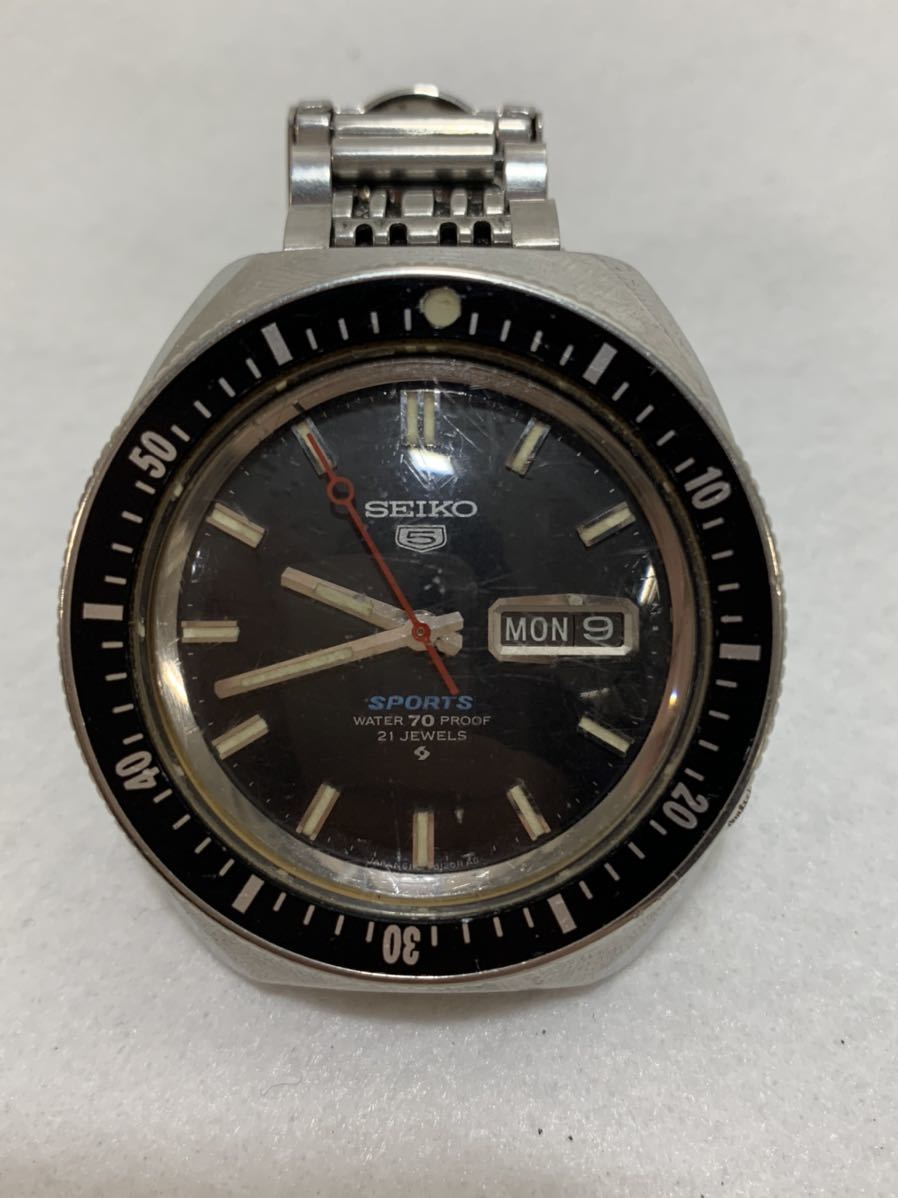 SEIKO SPORTS 5 スポーツ5 WATER70 PROOF21 JEWELS ブラック 腕時計　現状　可動