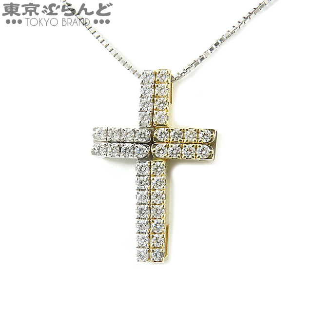 101639829 タサキ TASAKI ダイヤモンド クロス ネックレス ペンダント K18WG K18YG 総0.64ct 十字架 マルチデザイン ストレートバー 仕上済