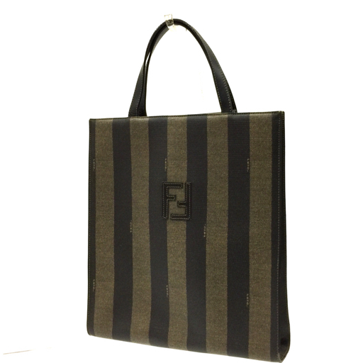 ペカン柄 フェンディ FENDI PVC レザー ハンドバッグ ペカン ゴールド