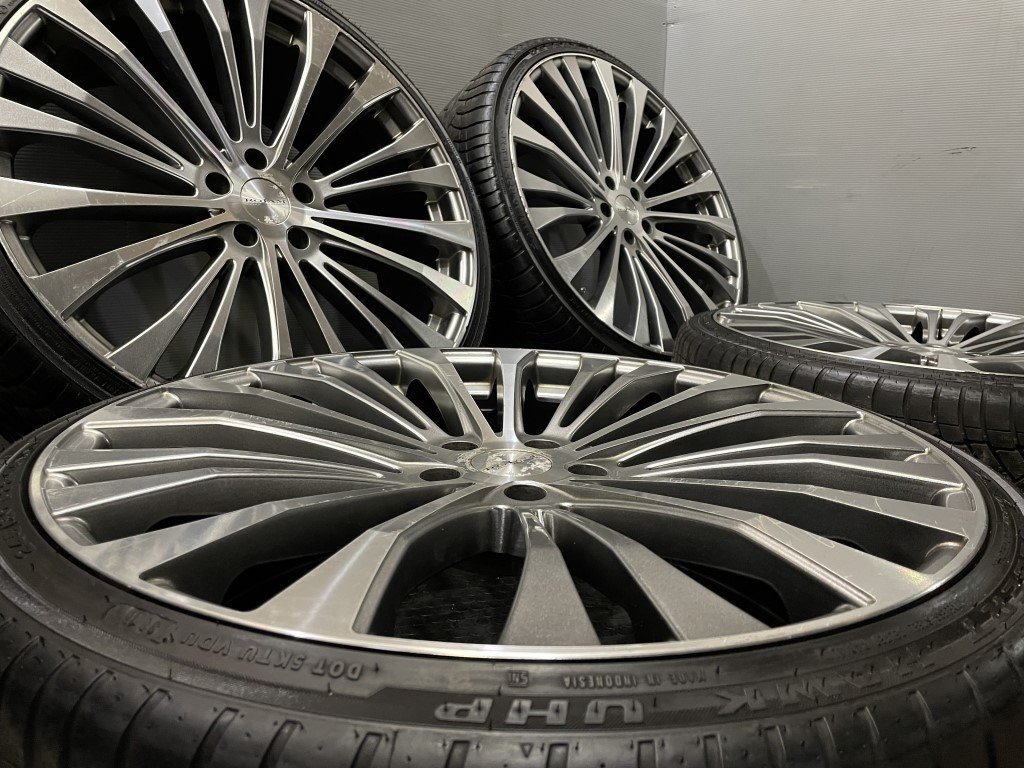 【ATR DESERT HAWK UHP 245/30R22】夏タイヤ【ROJAM ロジャム 22インチ 8.5J5HPCD114.3+35】バリ溝 アルファード ヴェルファイア等(VTI598) ロジャム ROJAM 4本 5H-114.3 +25 ブラック