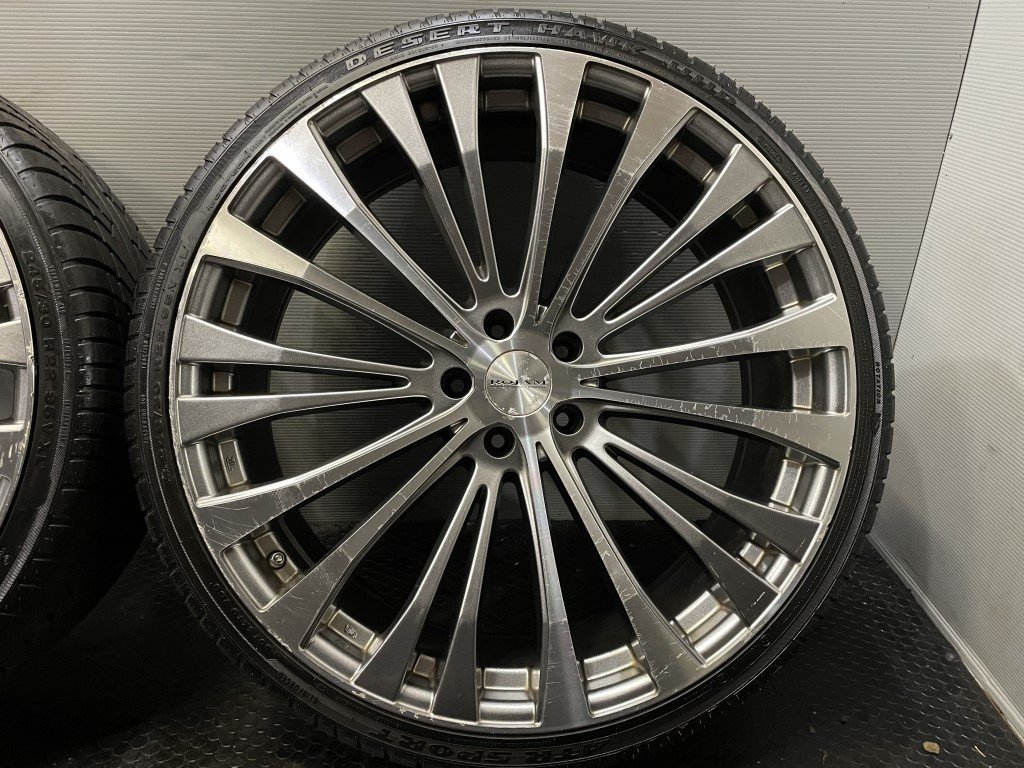 【ATR DESERT HAWK UHP 245/30R22】夏タイヤ【ROJAM ロジャム 22インチ 8.5J5HPCD114.3+35】バリ溝 アルファード ヴェルファイア等(VTI598) ロジャム ROJAM 4本 5H-114.3 +25 ブラック