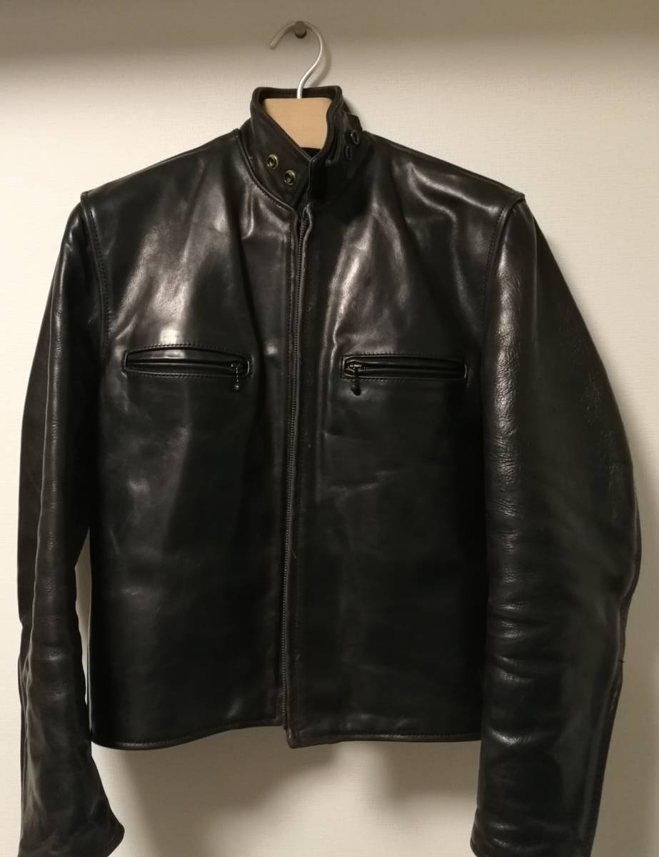エアロレザー カフェレーサー 馬革 レザージャケット サイズ38 エアロレザー カフェレーサー 馬革 レザージャケット サイズ38 エアロ