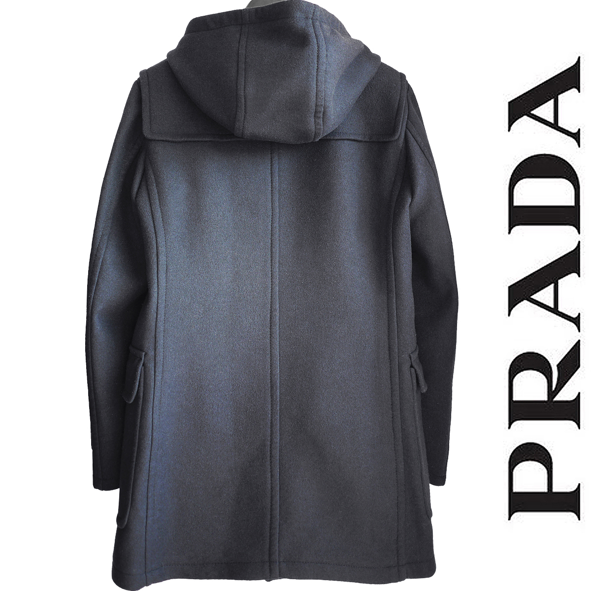 正規品保証 プラダ PRADA ウールメルトンフーデッド コート ジャケット 