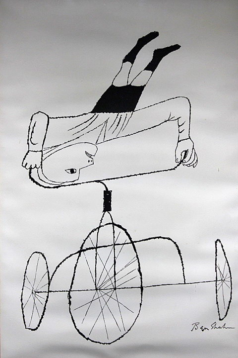 ■ベン・シャーン 【三輪車（Headstand on trictcle)】 リトグラフ 刷込みサイン