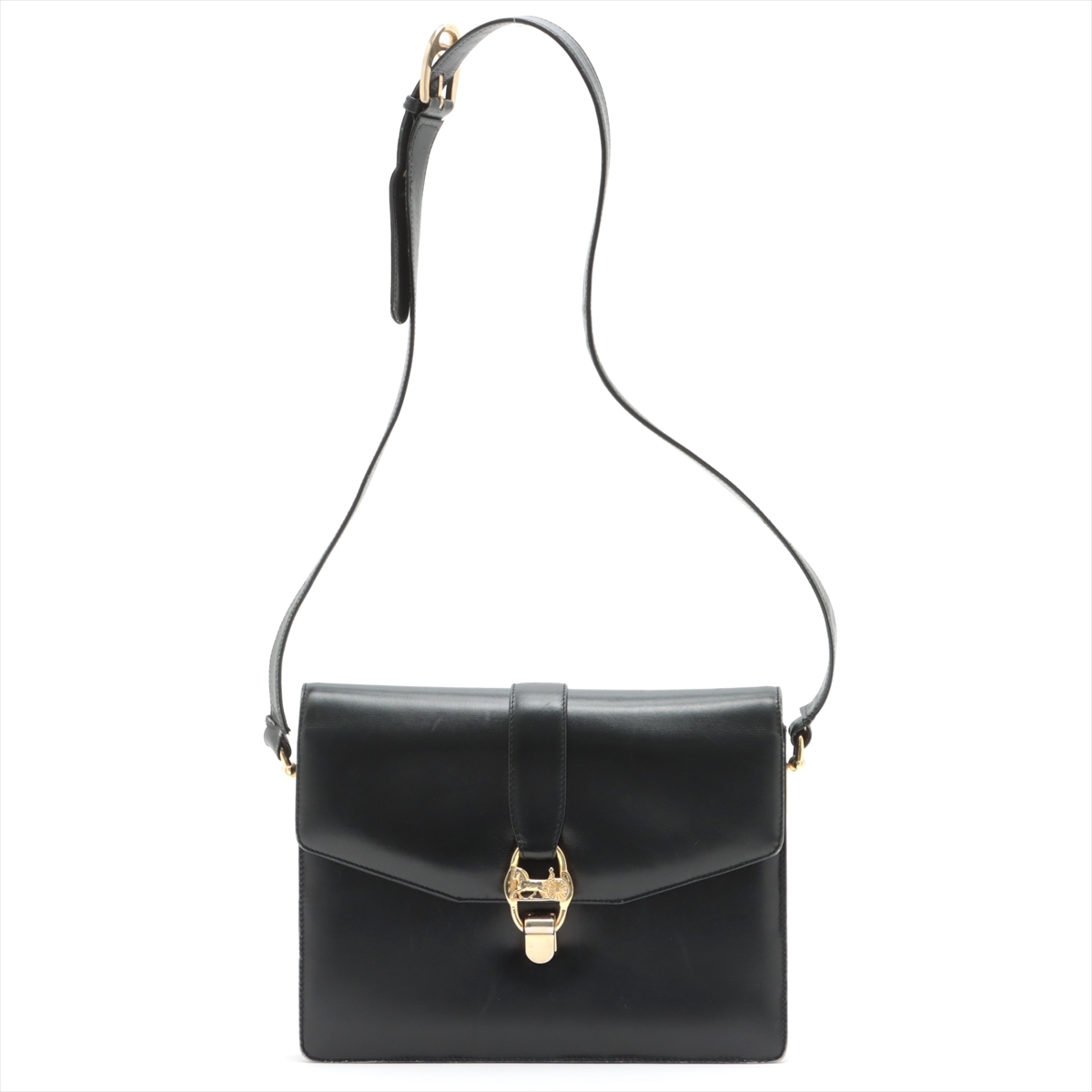 良品 CELINE セリーヌ ショルダー バッグ 馬車金具 ブラック 良品 CELINE セリーヌ ショルダー バッグ 馬車金具 ブラック