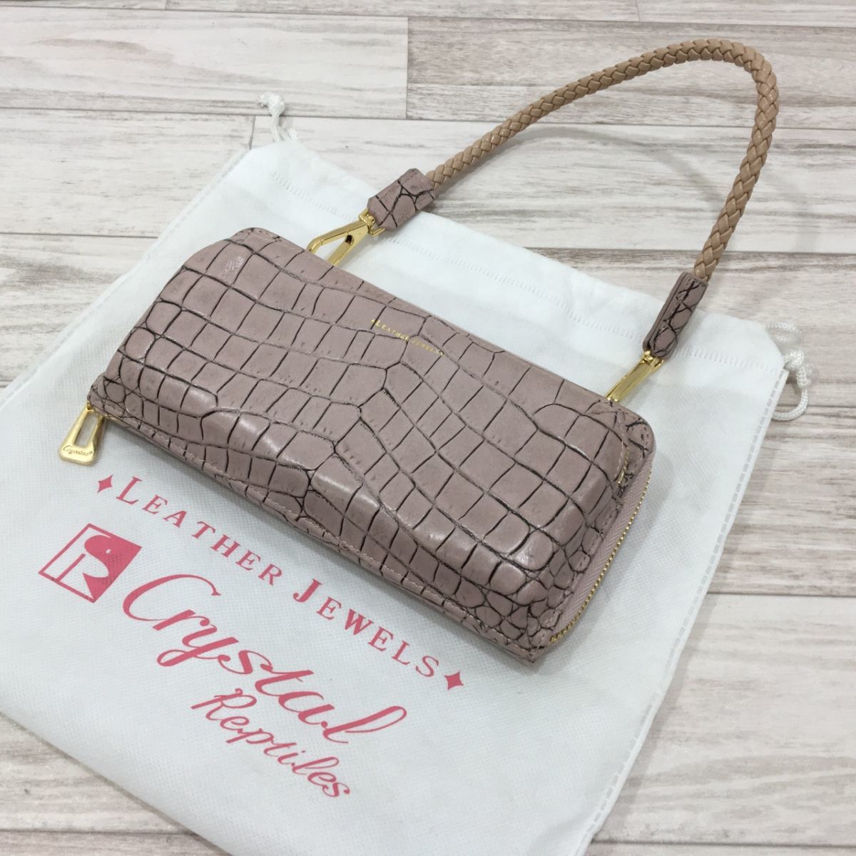 LEATHER JEWELS レザージュエルズ クロコダイル チェーン付き 2Way 長 