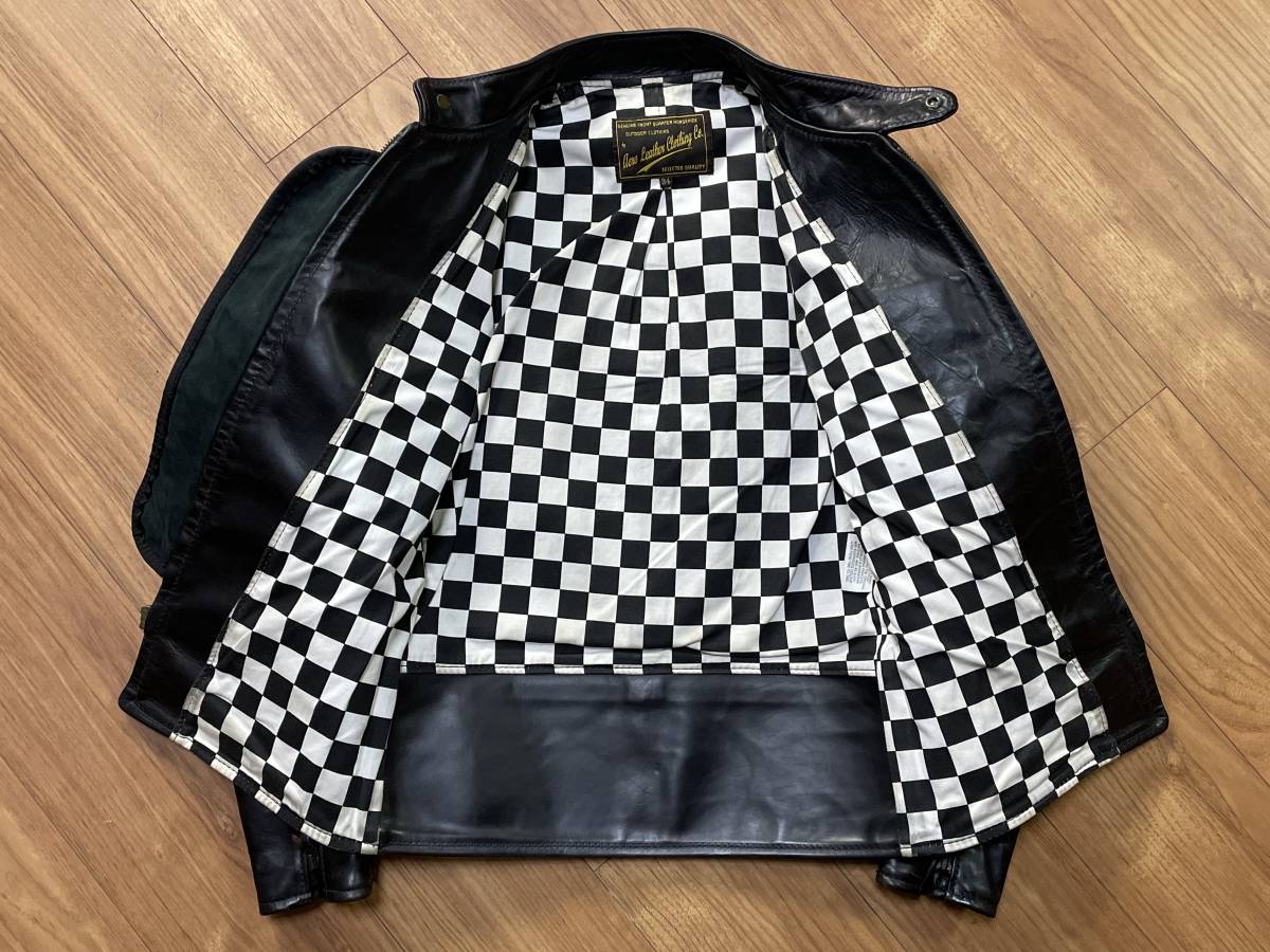 極美品 希少別注モデル 裏地チェッカーフラッグ AERO LEATHERS エアロ 