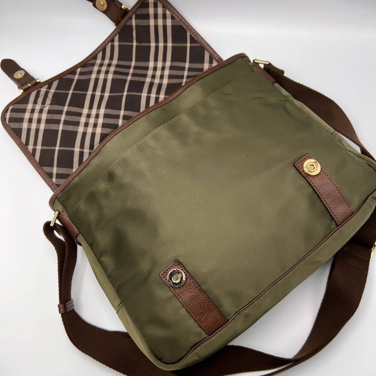 バーバリーブラックレーベル メッセンジャーバッグ ブラウン 斜め掛け 大人の高級感・極美品】BURBERRY BLACK LABEL バーバリー ブラック