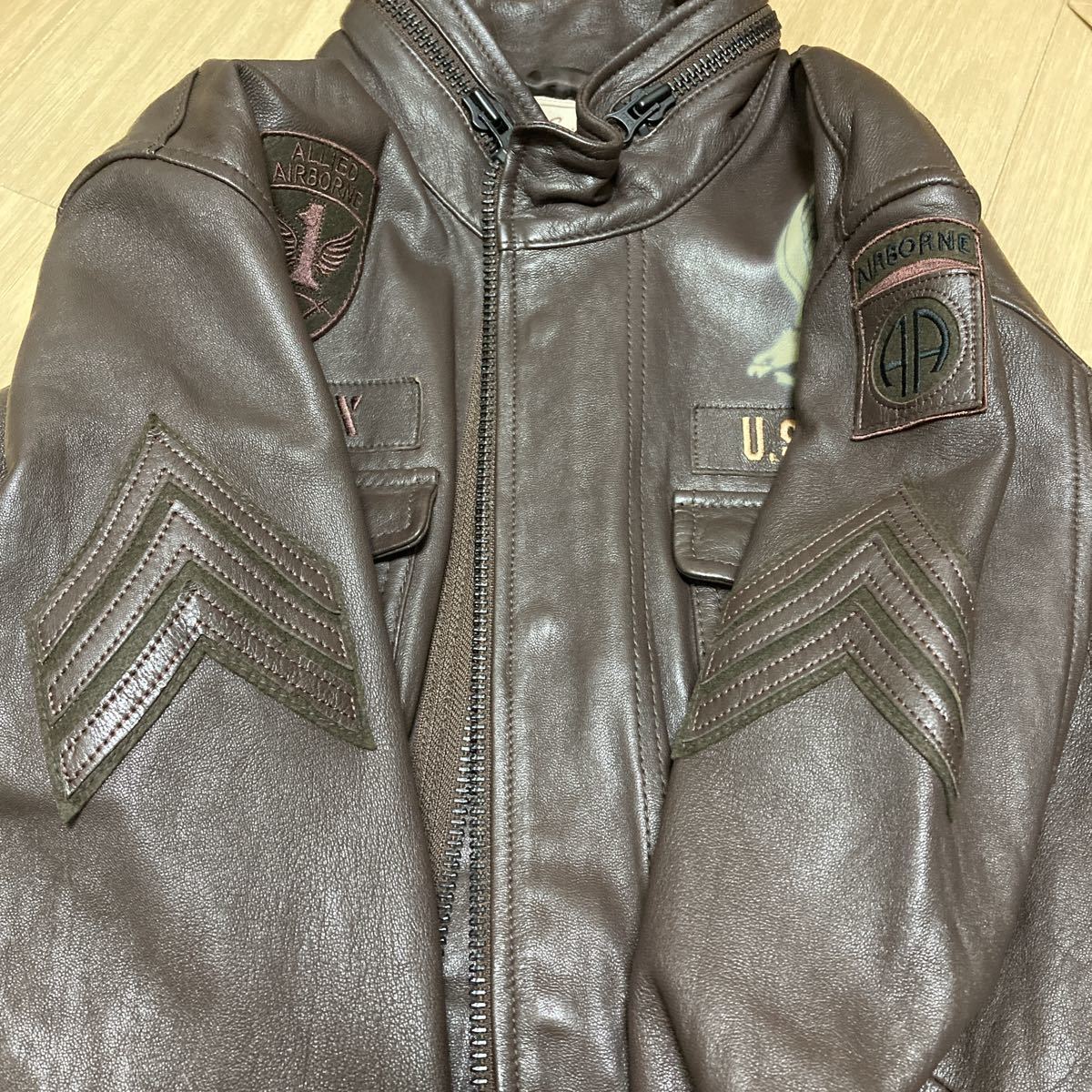 AVIREX アヴィレックス M-65レザージャケット 羊革 ブラウン 2XLサイズ 