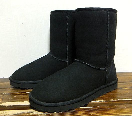極上:UGG(アグ).リアルムートンレザー ブーツ 黒 27(メンズ/5800