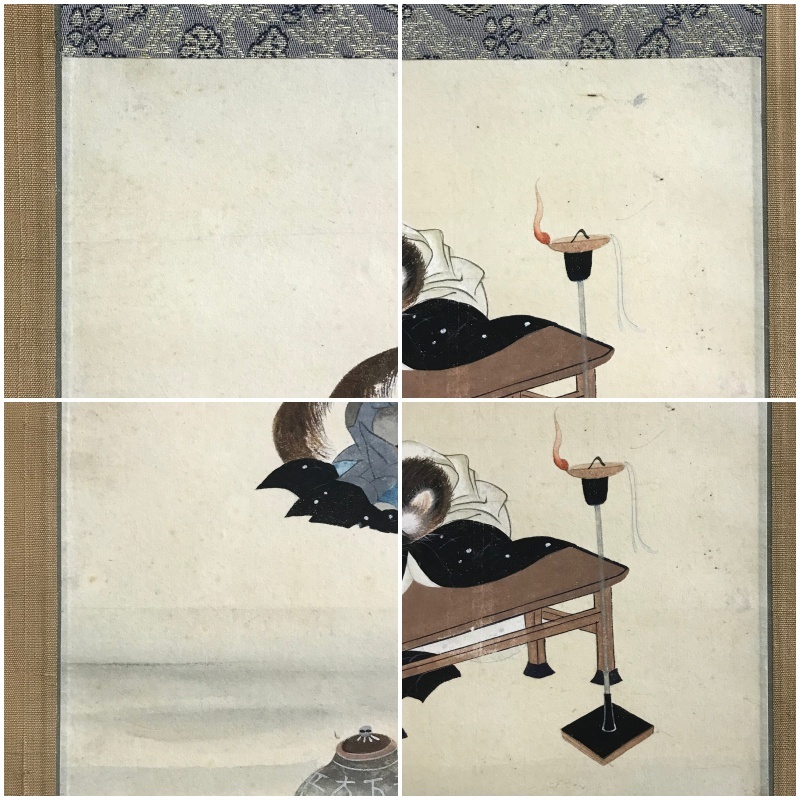 無銘】B035【たぬき「ぶんぶく茶釜」分福茶釜 茂林寺 】掛軸/紙本/合箱