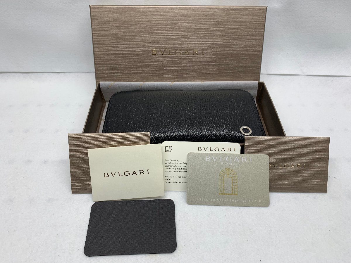 BVLGARI ブルガリ 長財布 ブラック レザー - 保存箱の 箱付き ロゴ 