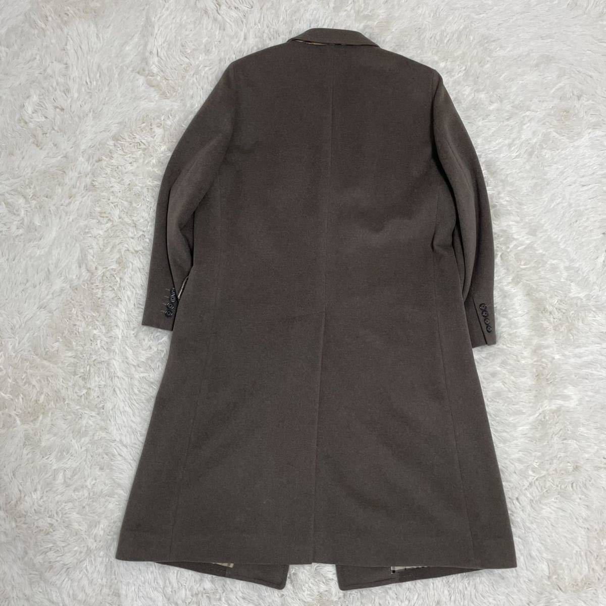 バーバリーズ ダブルチェスターコート ロング丈 カシミヤ混 ブラック M