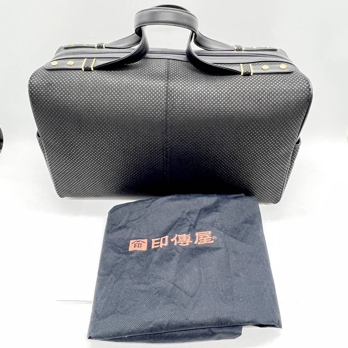 8855/ 印傳屋 INDENYA ブラック 黒 ボストンバッグ ハンドバッグ 手提げカバン レディース 女性