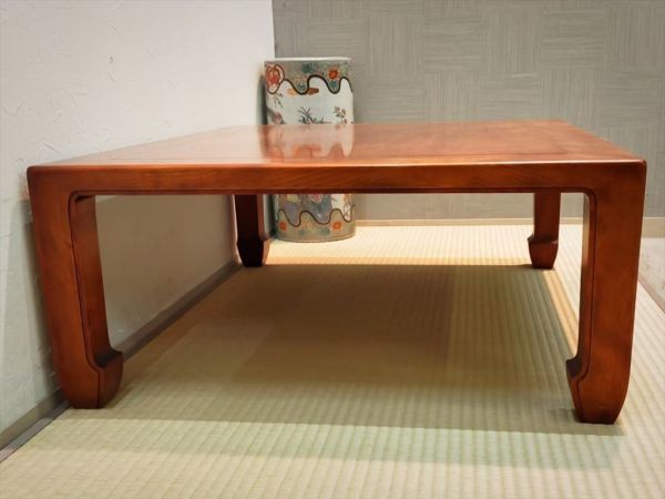 超希少 松本民芸家具 最高級中落茶布台 欅無垢材 約60万円 刻印  