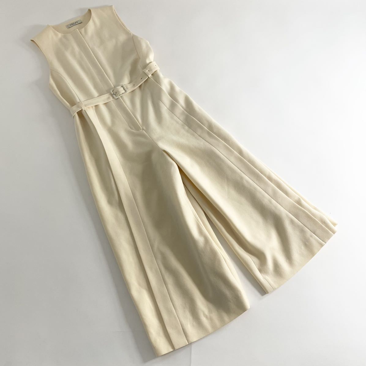 Ea11 ADORE アドーア オールインワン つなぎ サロペット ノースリーブ ウール素材◎ ミディアム丈 36 S相当 レディース 女性服