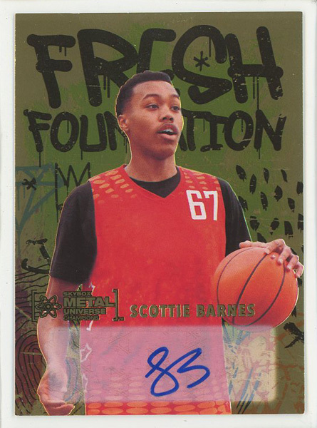 09/10!【Scottie Barnes】2021 SkyBox Metal Universe Champions FRESH FOUNDATION Auto Gold Rookie RC ルーキー 直筆サインカード 10枚限