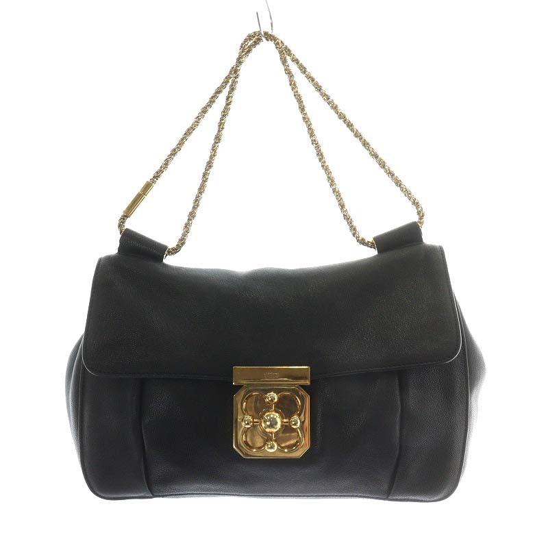 クロエ CHLOE Elsie エルシー ショルダーバッグ ハンドバッグ レザー チェーン 黒 ブラック 02-09-65