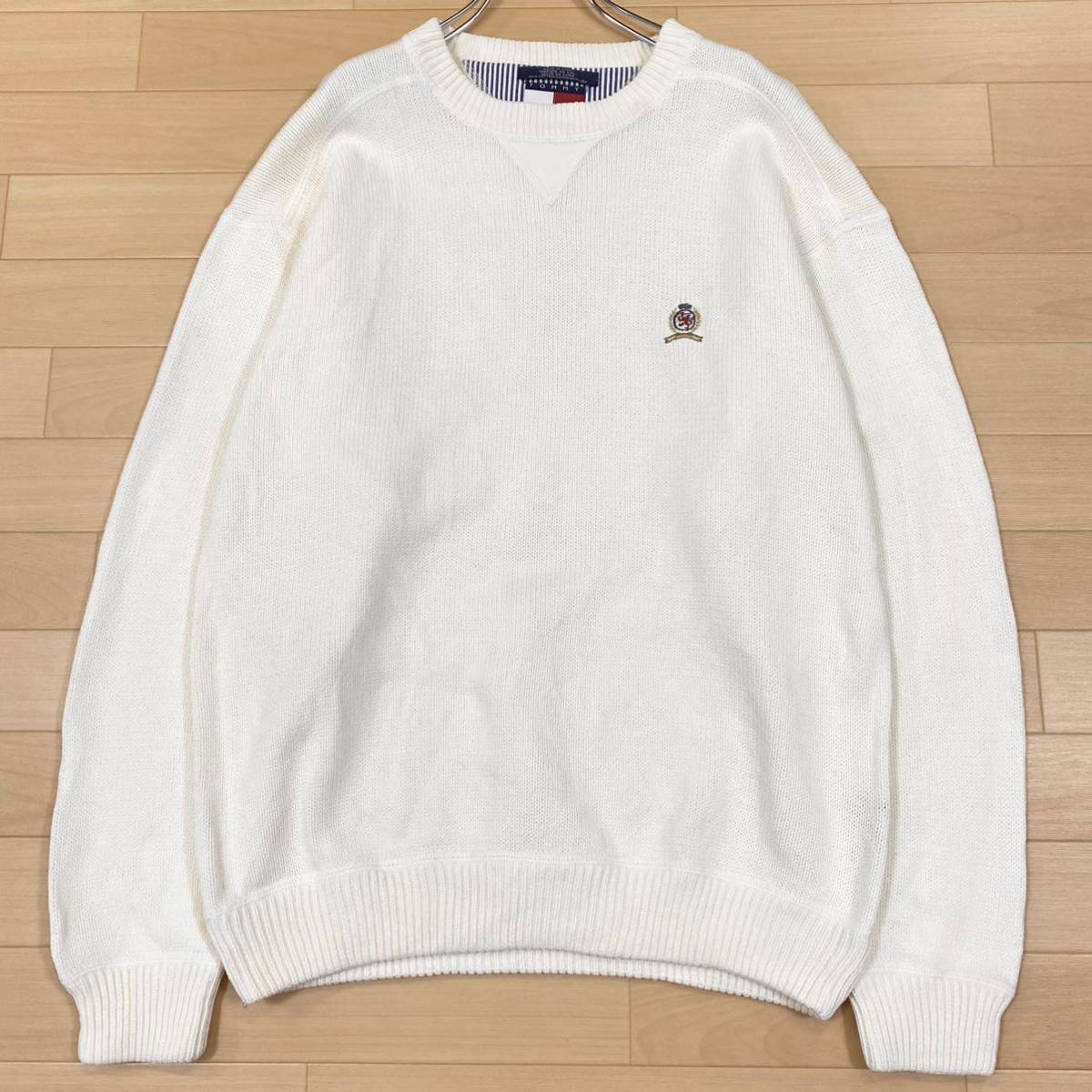 TOMMY HILFIGER(トミーヒルフィガー)ニットセーター 刺繍ロゴ コットン 